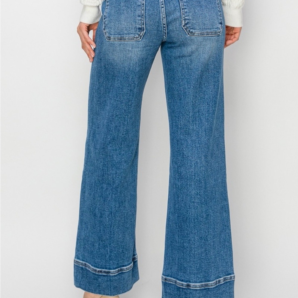 Risen Full Size High Rise Wide Leg Jeans - Picture 2 of 5